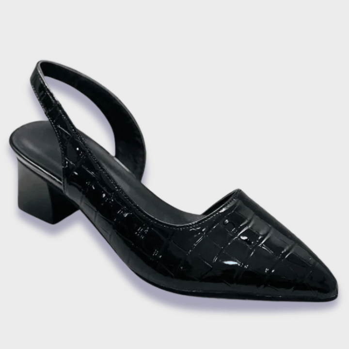 Women's Elegant Orthopedic Heels in Croco in Black