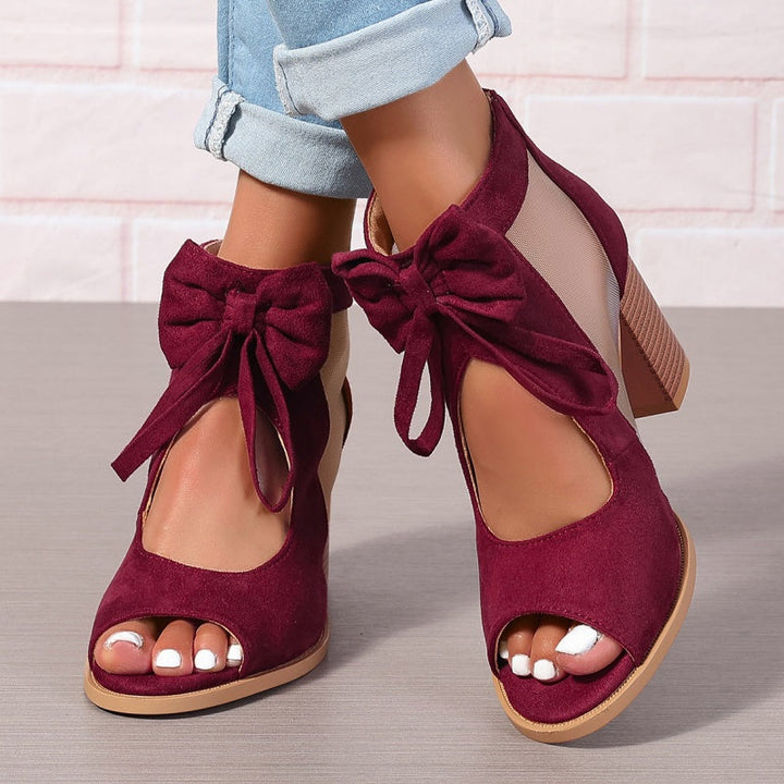 Women's Elegant Orthopedic High Heels in Burgunder