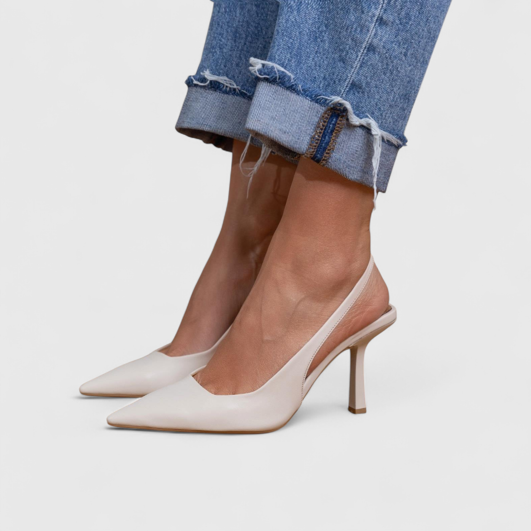 Women's Elegant Orthopedic Pointed-Toe Heels in Weißes Leder