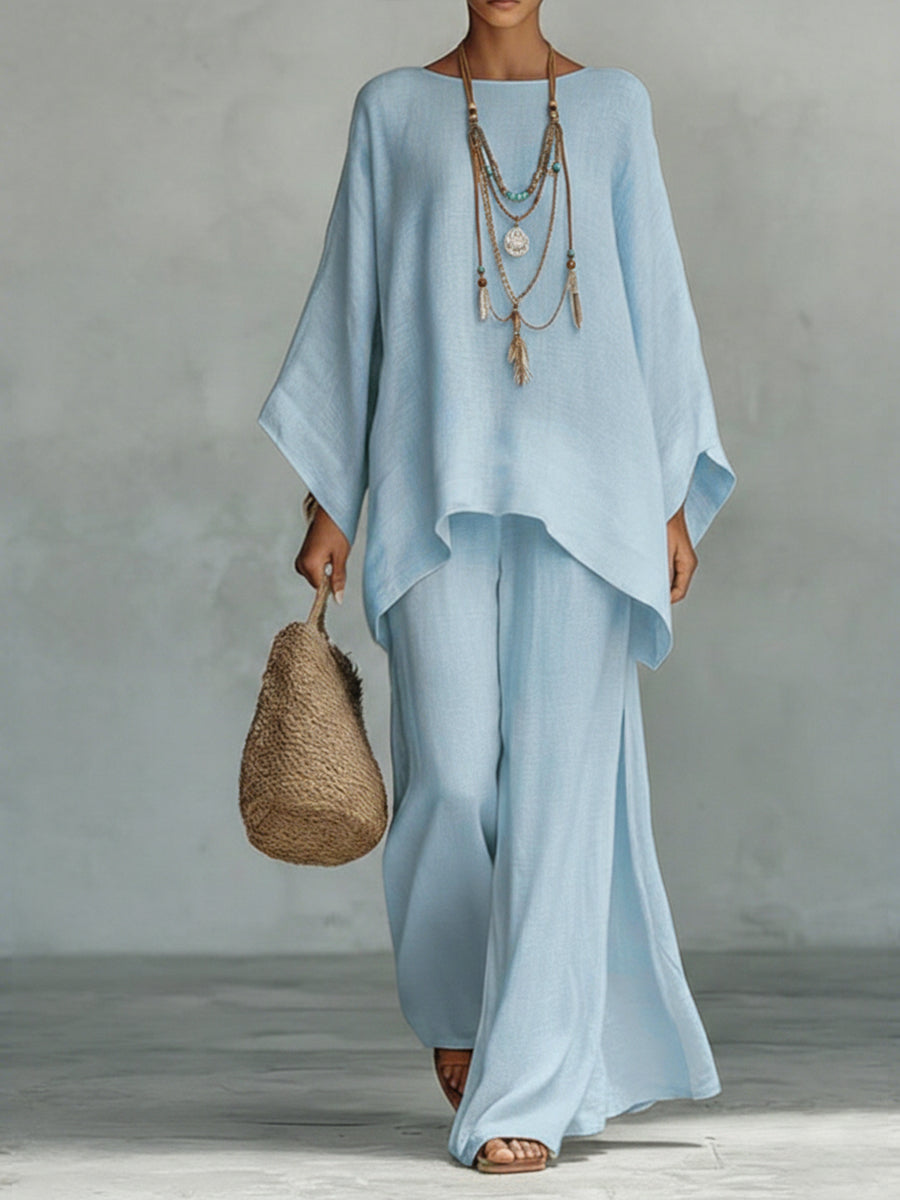 Women's Elegant Oversized Summer Set in Light Blue