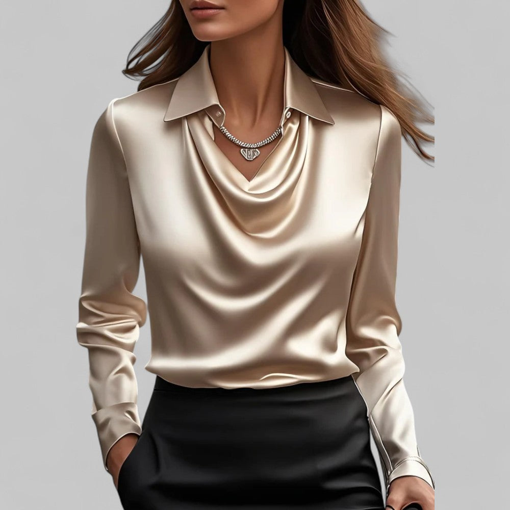 Women's Elegant Satin Blouse for Formal Events in Sekt