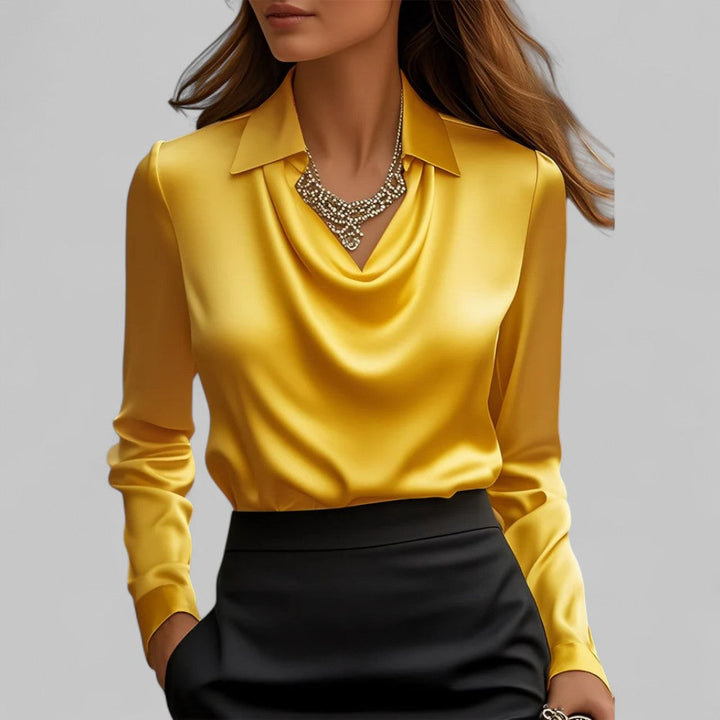 Women's Elegant Satin Blouse for Formal Events in Yellow