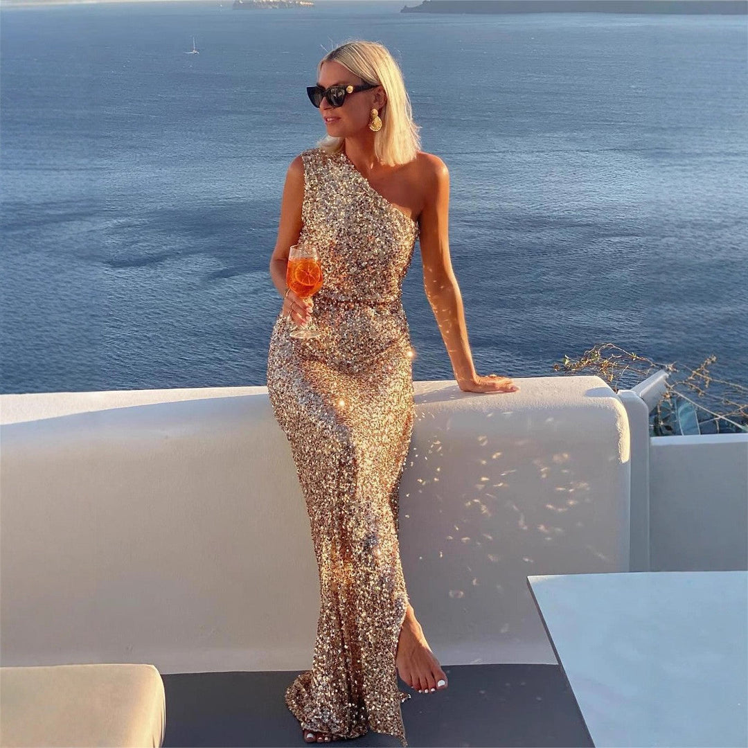 Women's Elegant Sequin Wedding Guest Dress (3)