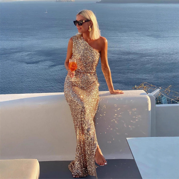 Women's Elegant Sequin Wedding Guest Dress (3)
