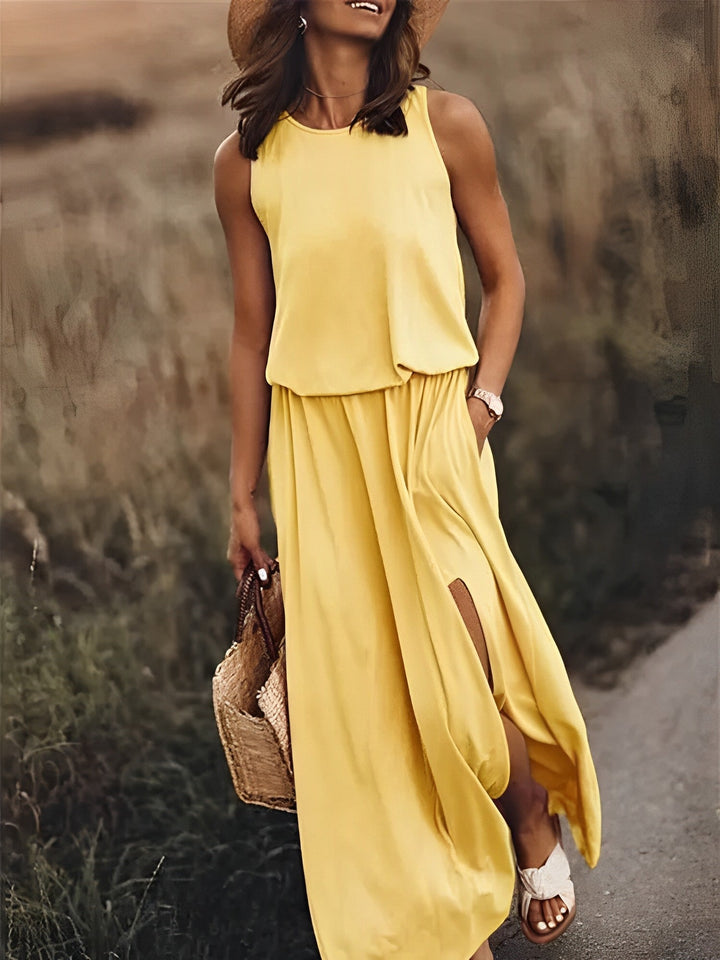 Women's Elegant Spring Maxi Dress in Yellow 1