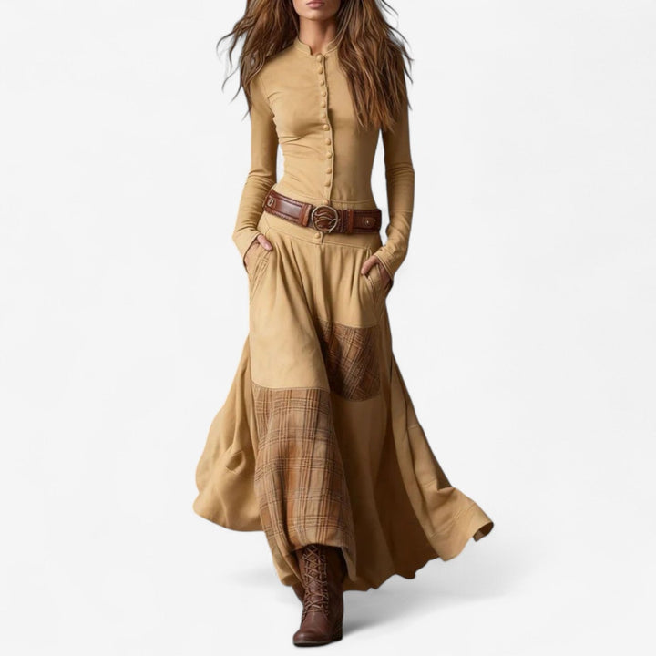 Women's Elegant Suede Evening Dress in Aprikose