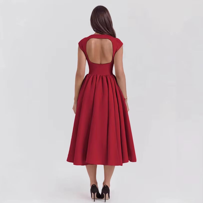 Women's Elegant Tailored Midi Wedding Guest Dress for Formal Occasions (7)