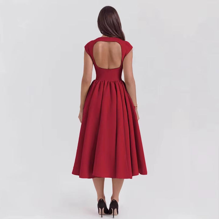 Women's Elegant Tailored Midi Wedding Guest Dress for Formal Occasions (7)