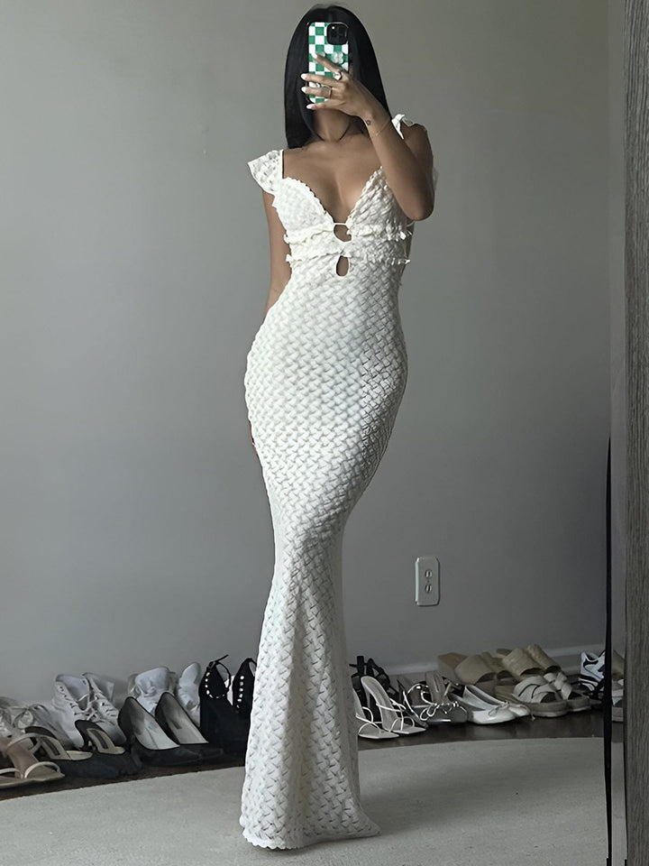 Women's Elegant V-Neck Maxi Dress for Wedding Guests (4)