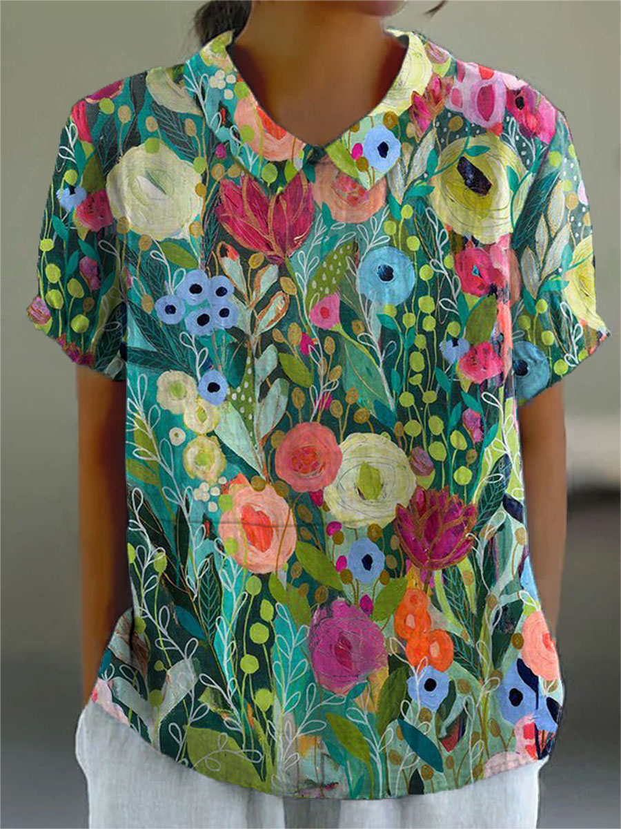 Women's Elegant Vintage Longsleeve Blouse in Multicolour