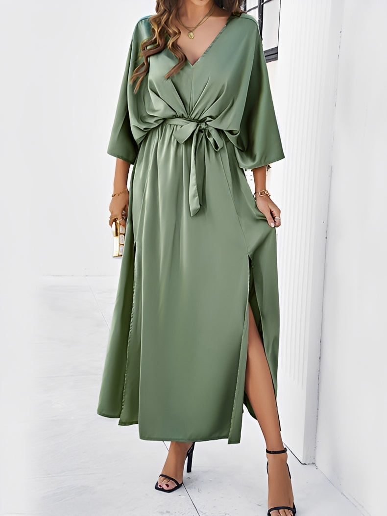 Women's Elegant Wedding Guest Maxi Dress in Green