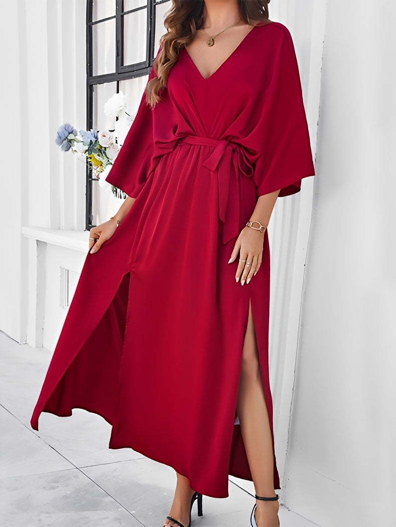 Women's Elegant Wedding Guest Maxi Dress in Red
