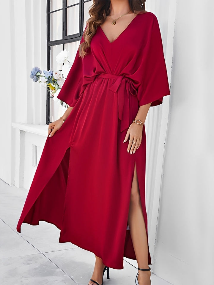 Women's Elegant Wedding Guest Maxi Dress in Red