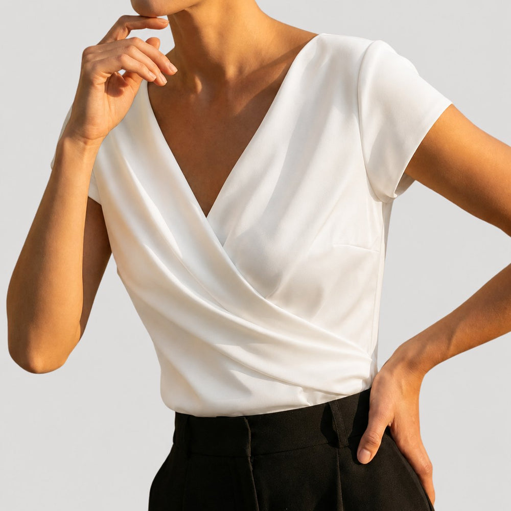Women's Elegant Wrap Blouse for Work (2)