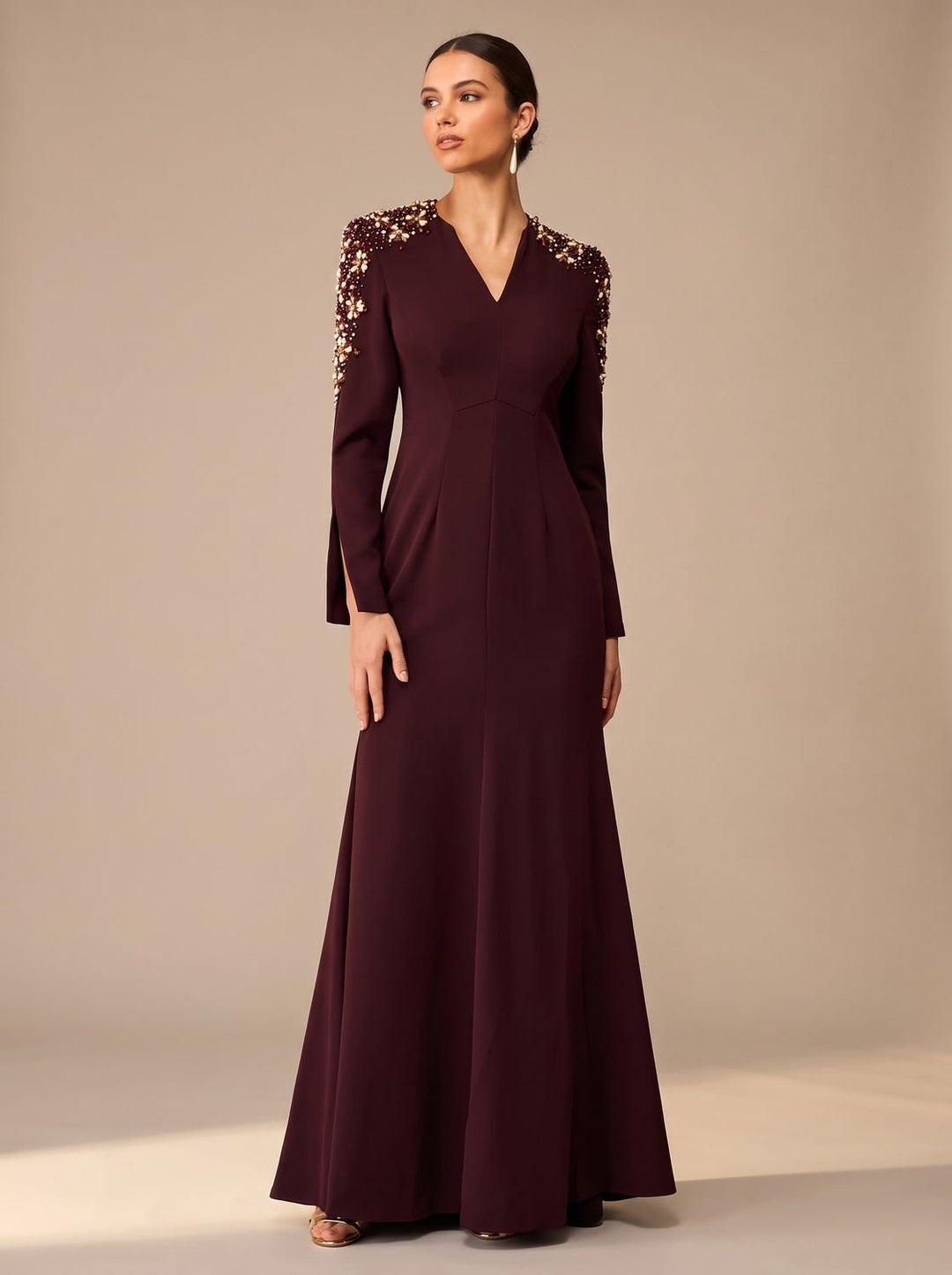 Women's Embellished Maxi Cocktail Dress for Celebrations