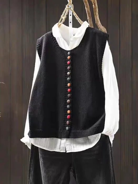 Women's Essential Knit Vest for Autumn in Black