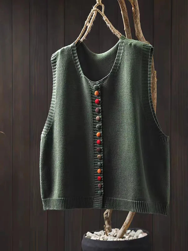 Women's Essential Knit Vest for Autumn in Green