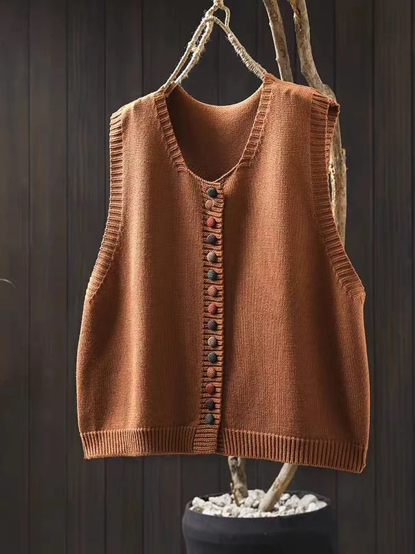 Women's Essential Knit Vest for Autumn in Orange