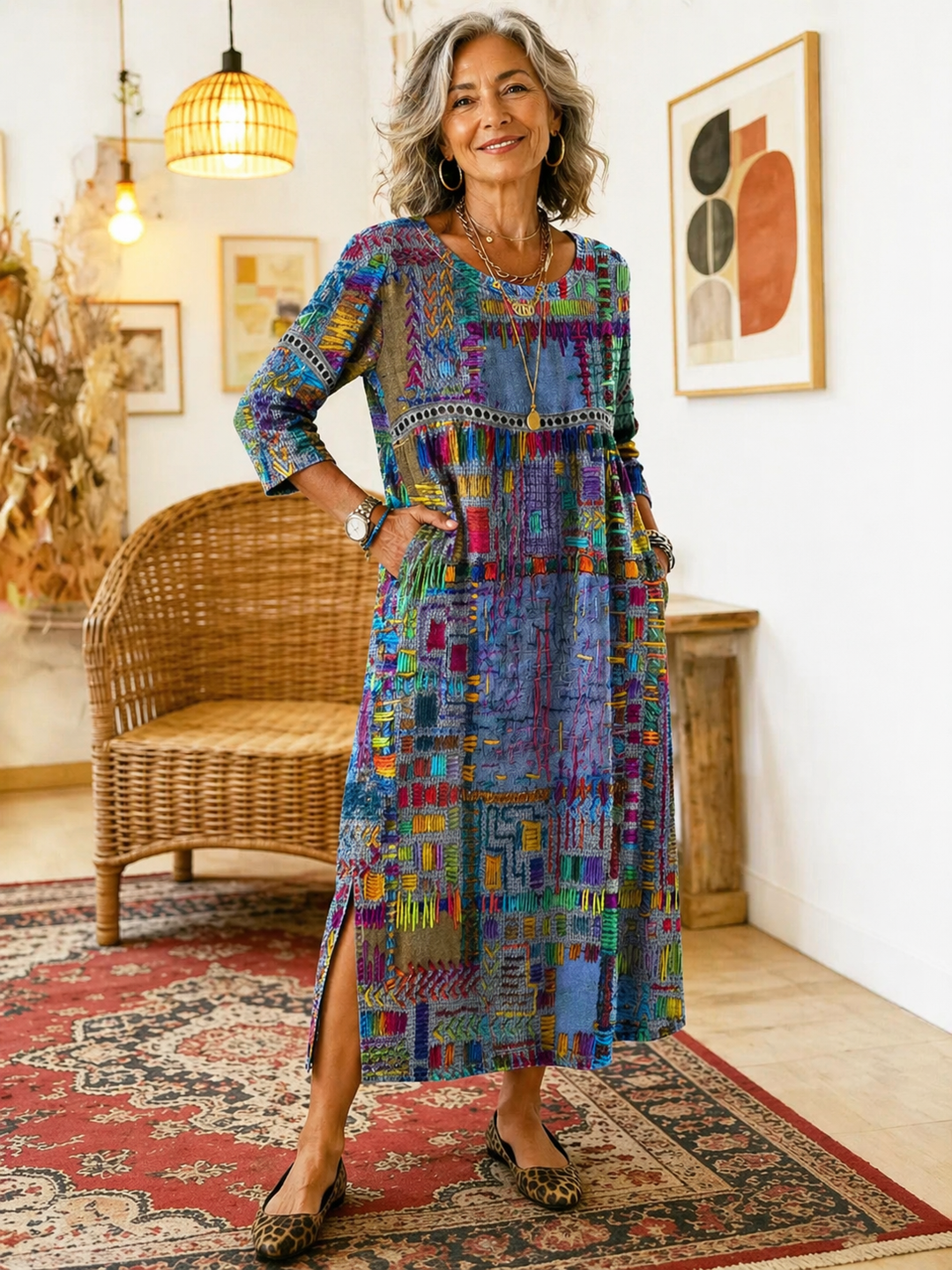 Women's Ethnic Patchwork Spring Dress
