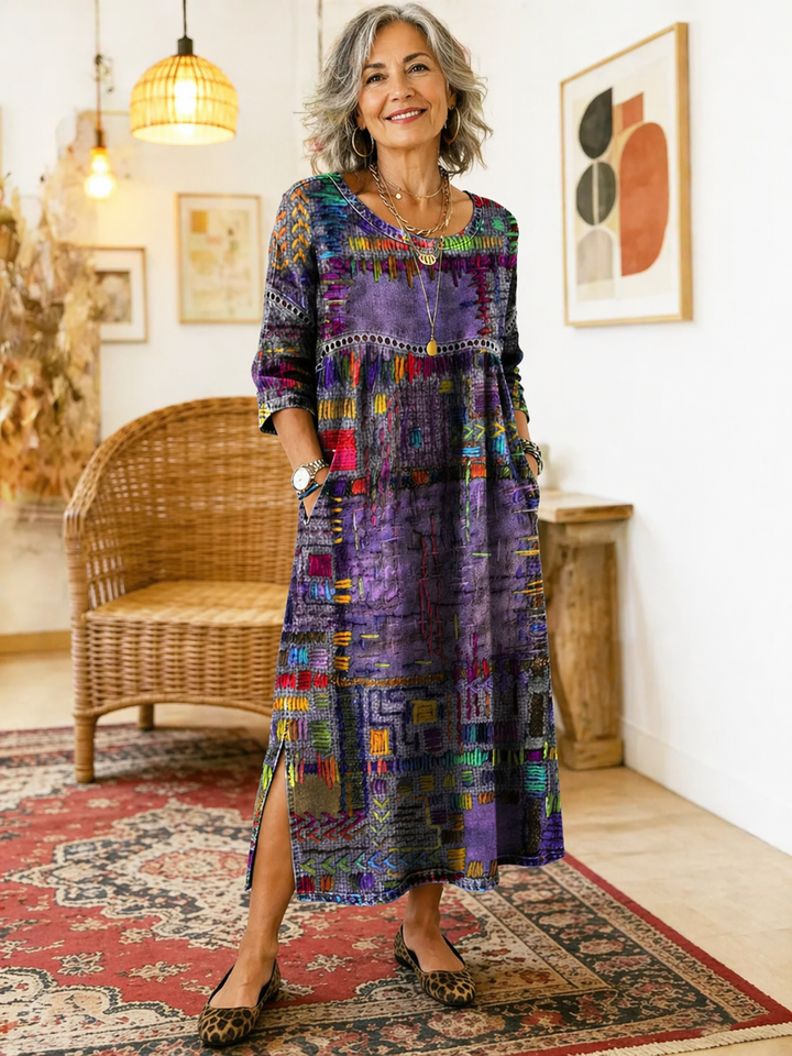 Women's Ethnic Patchwork Spring Dress (3)