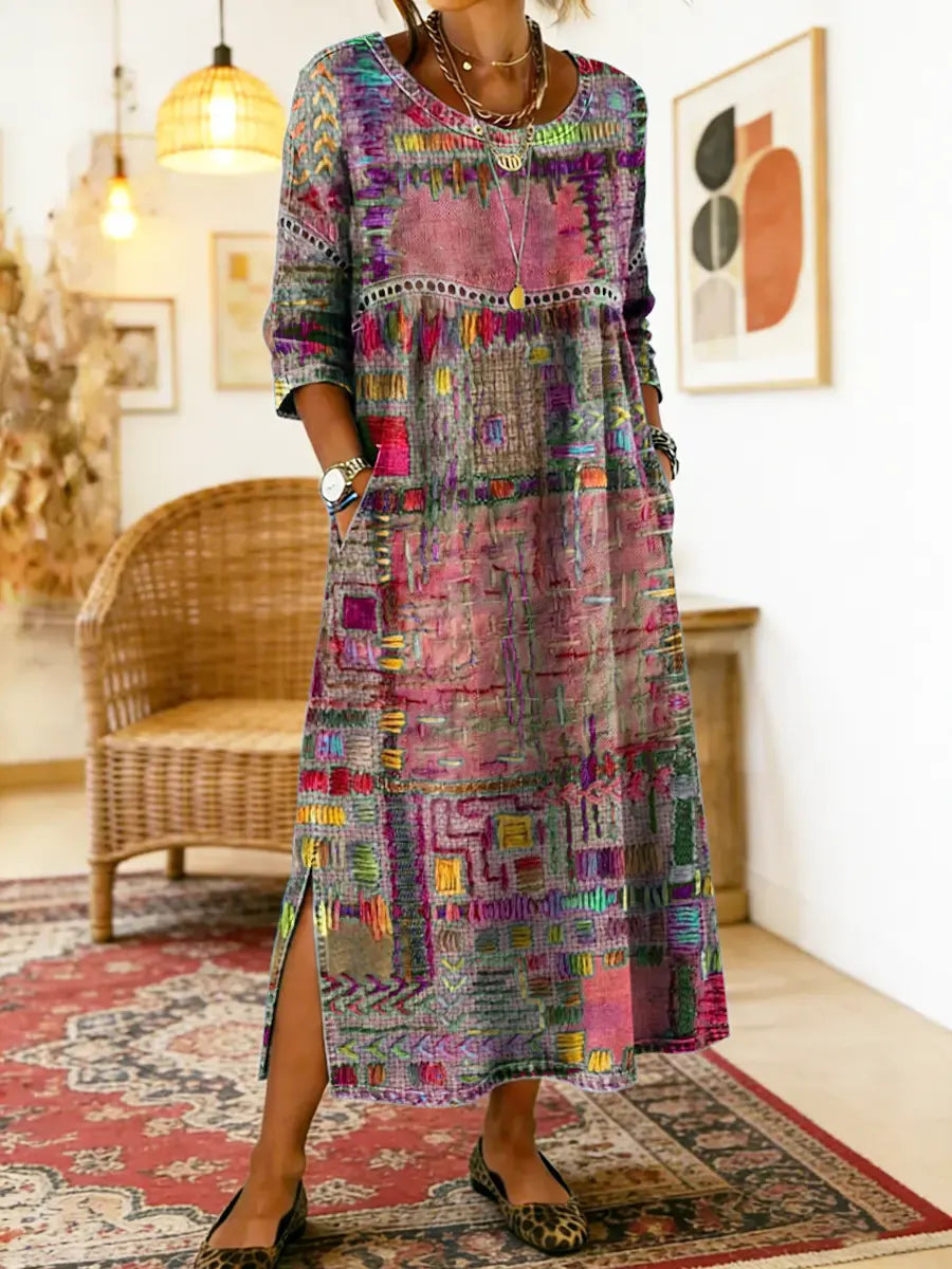 Women's Ethnic Patchwork Spring Dress (6)