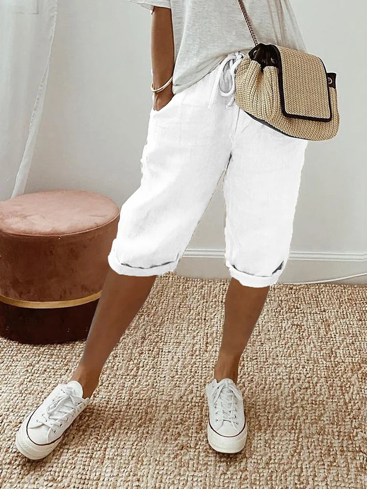 Women's Everyday Linen Shorts Like Pants in White