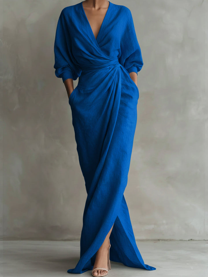 Women's Fall Wedding Guest Dress in Blue