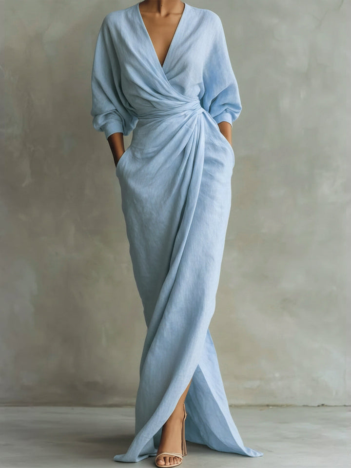 Women's Fall Wedding Guest Dress in Light Blue
