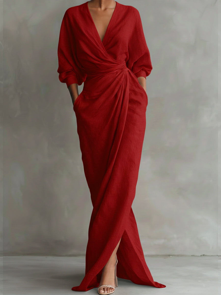 Women's Fall Wedding Guest Dress in Red