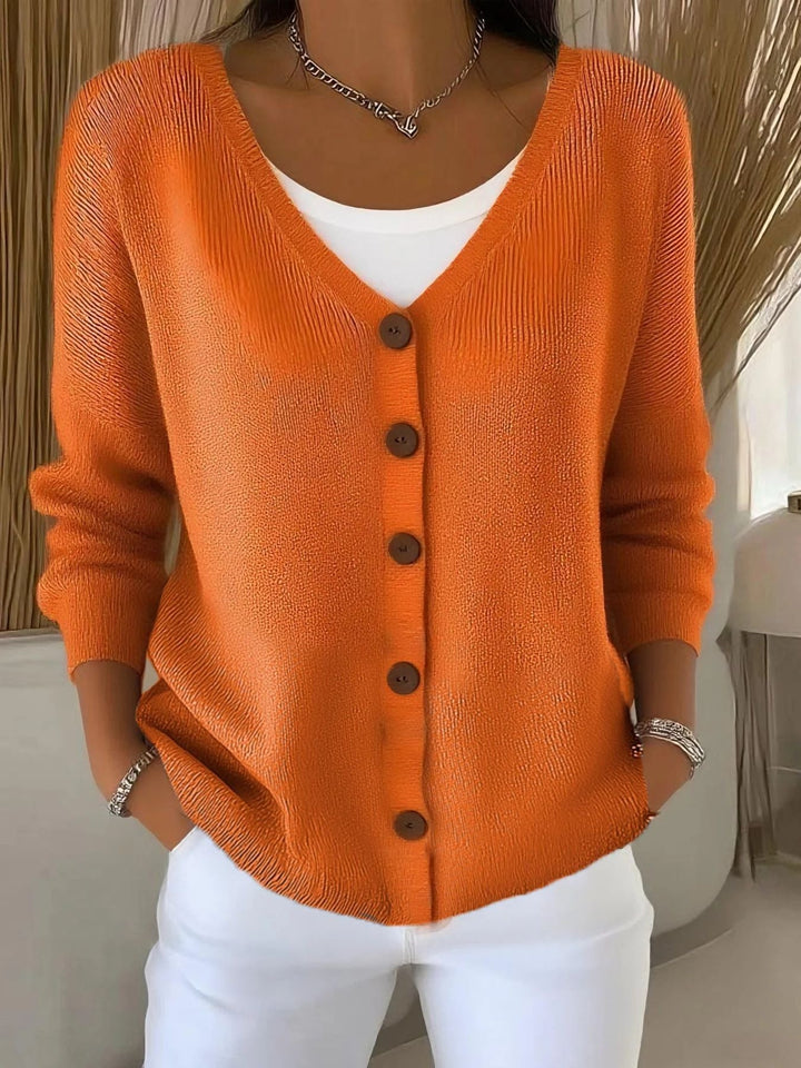 Women's Flattering Knit Pullover in Orange