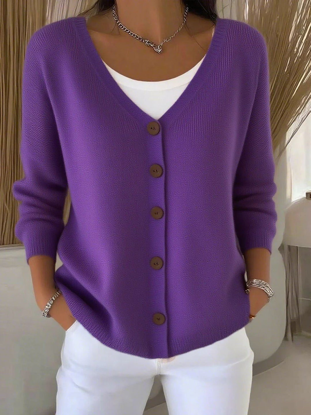 Women's Flattering Knit Pullover in Purple