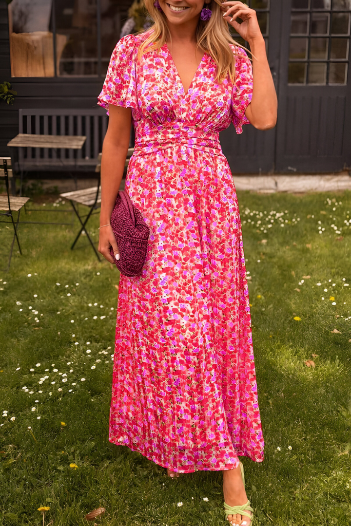 Women's Floral Maxi Summer Dress for Garden Parties in Rosa (Fast ausverkauft)