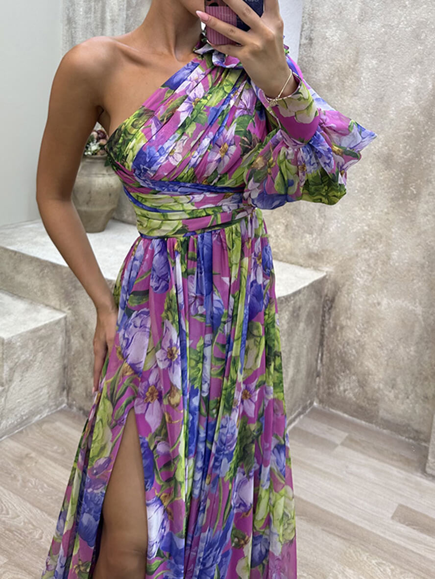 Women's Floral One-Shoulder Maxi Dress for Wedding Guests (7)