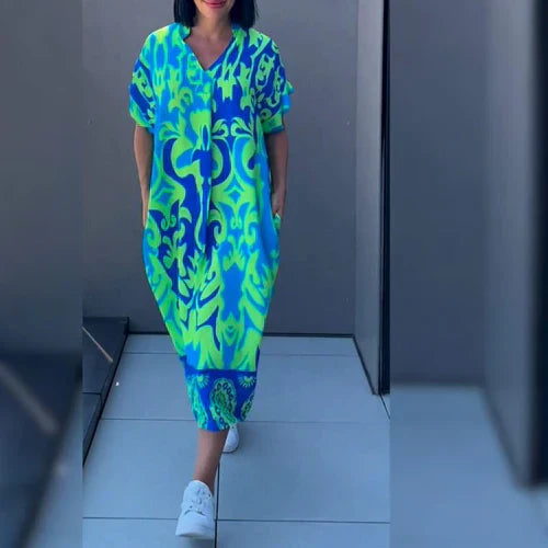 Women's Floral Spring Dress with Wrap Waist