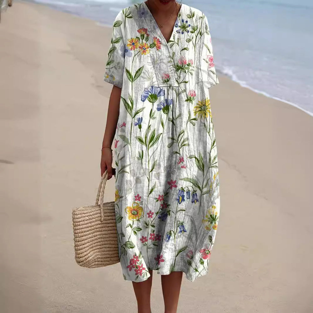 Women's Floral Summer Dress for Casual Days in White
