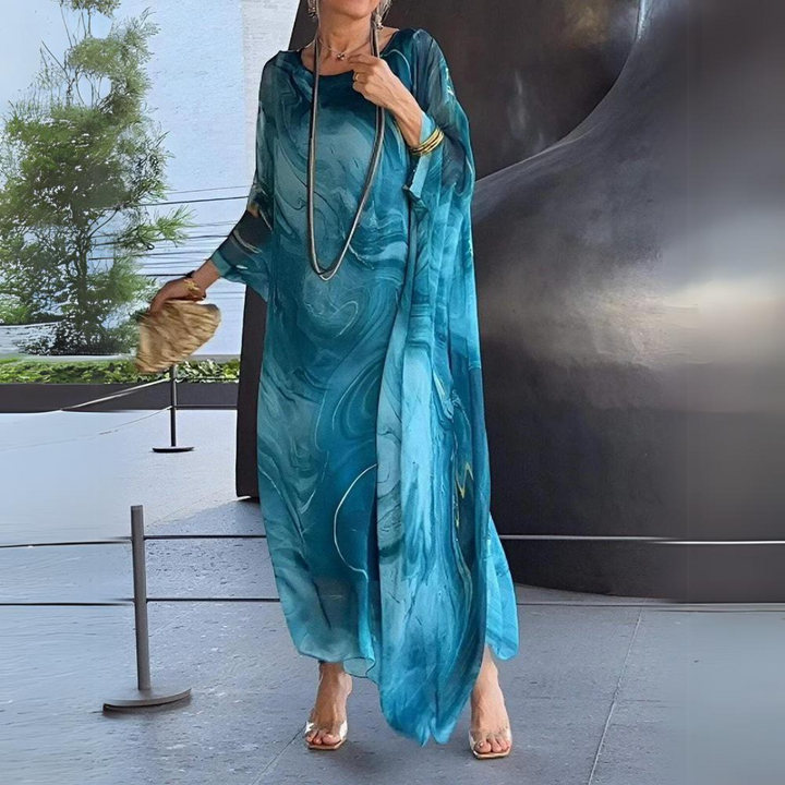 Women's Flowing Evening Dress, Maxi in Blau (Fast ausverkauft)