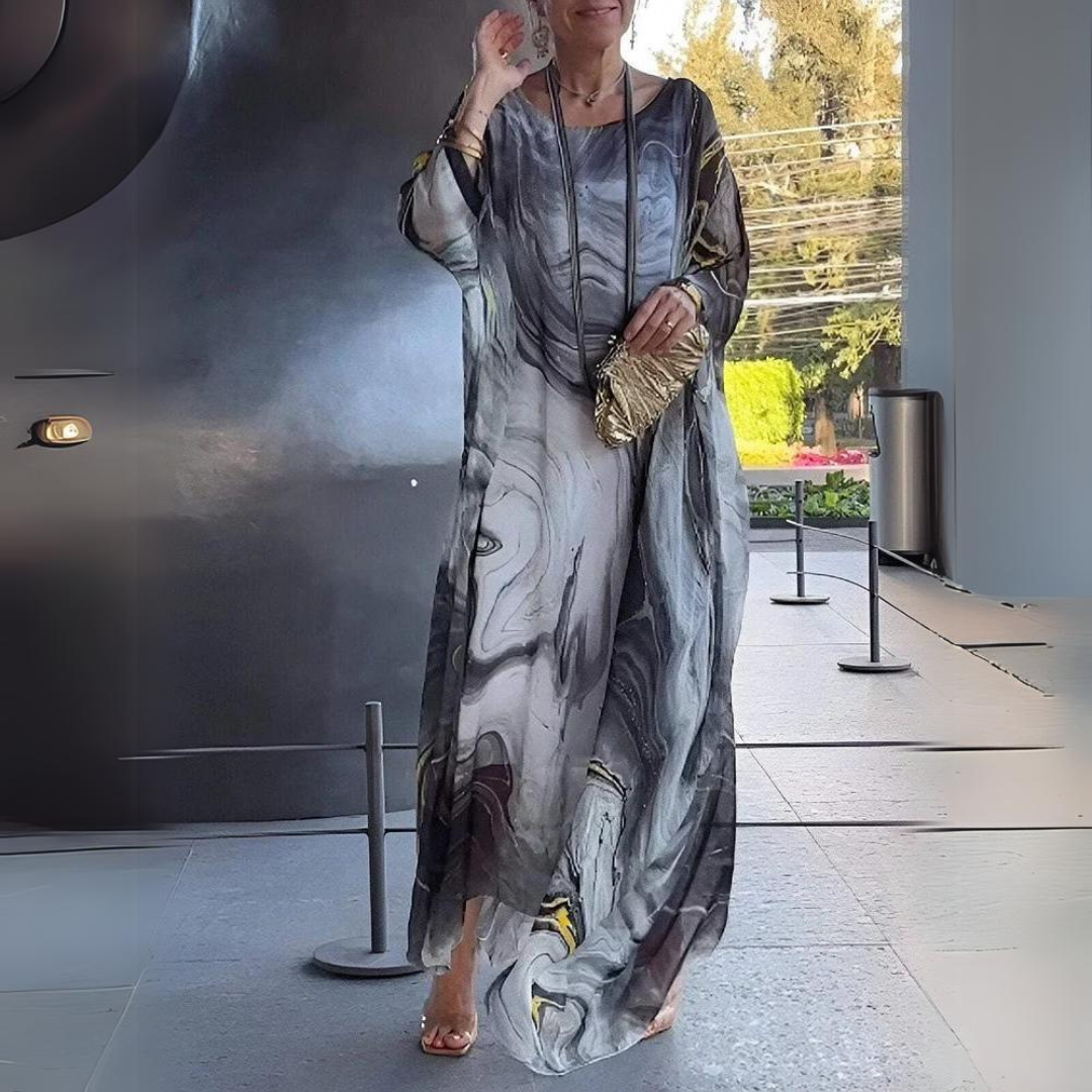 Women's Flowing Evening Dress, Maxi in Grey