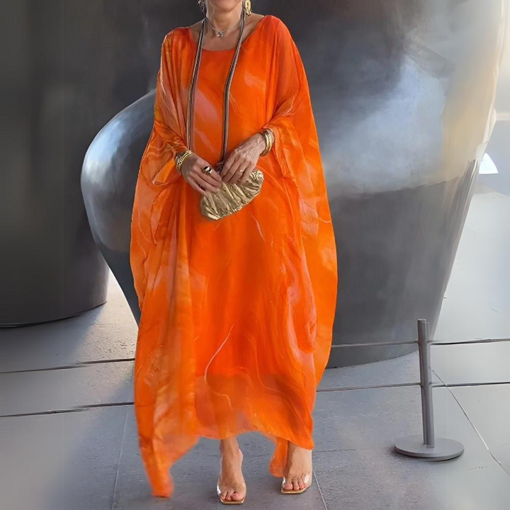Women's Flowing Evening Dress, Maxi in Orange