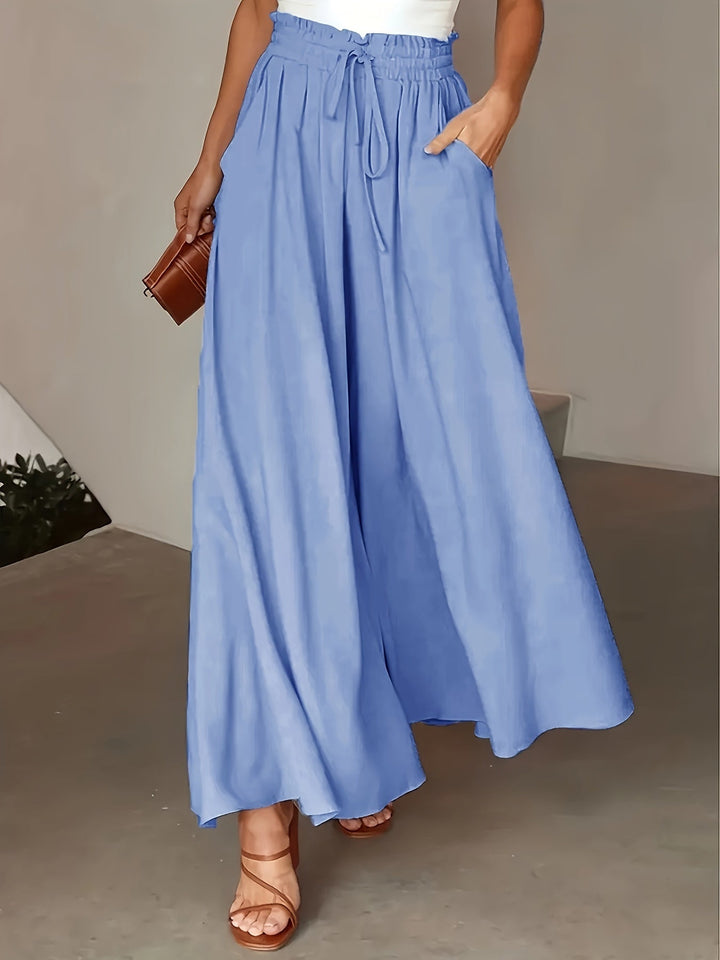 Women's Flowing Wide Pants for Summer in Light Blue