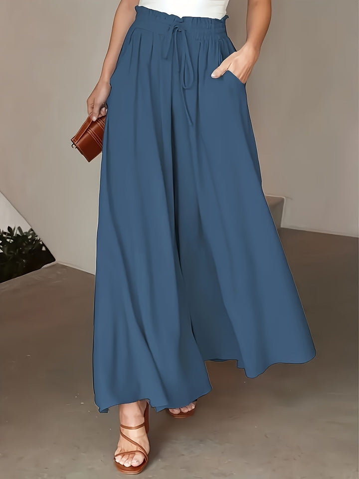Women's Flowing Wide Pants for Summer in Navy