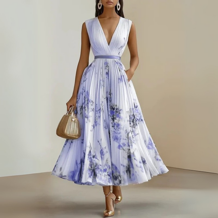 Women's Flowy Maxi Summer Dress for Celebrations in Purple