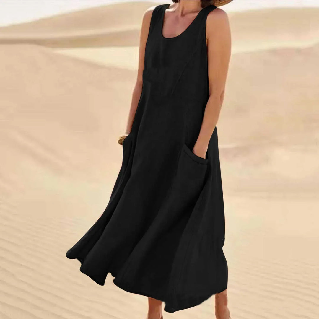 Women's Flowy Mini Beach Dress for Summer in Black