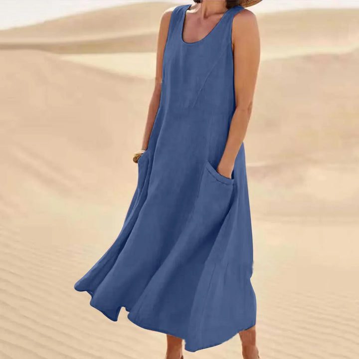Women's Flowy Mini Beach Dress for Summer in Blue