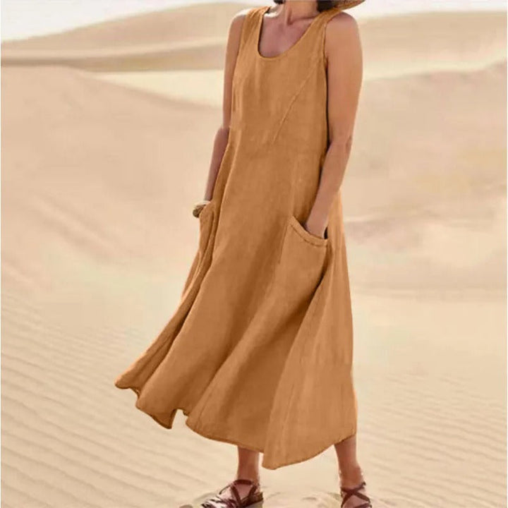Women's Flowy Mini Beach Dress for Summer in Brown