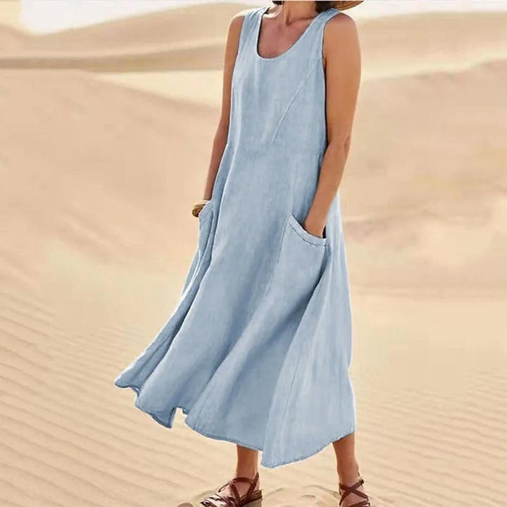 Women's Flowy Mini Beach Dress for Summer in Light Blue