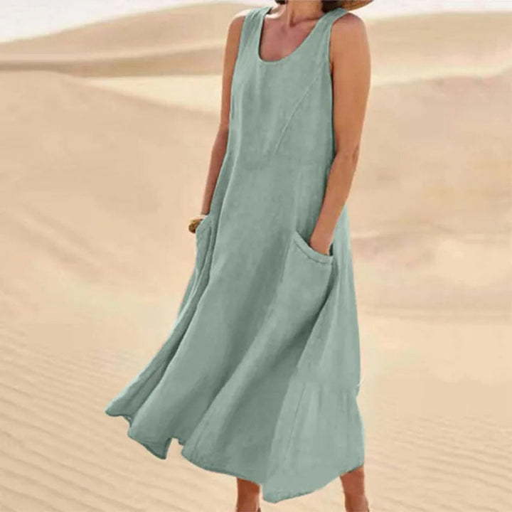 Women's Flowy Mini Beach Dress for Summer in Light Green