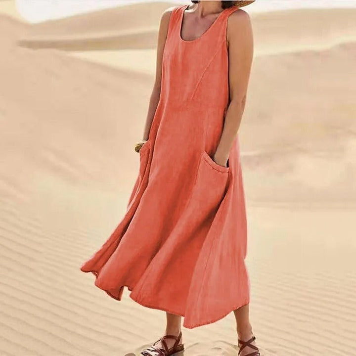 Women's Flowy Mini Beach Dress for Summer in Orange