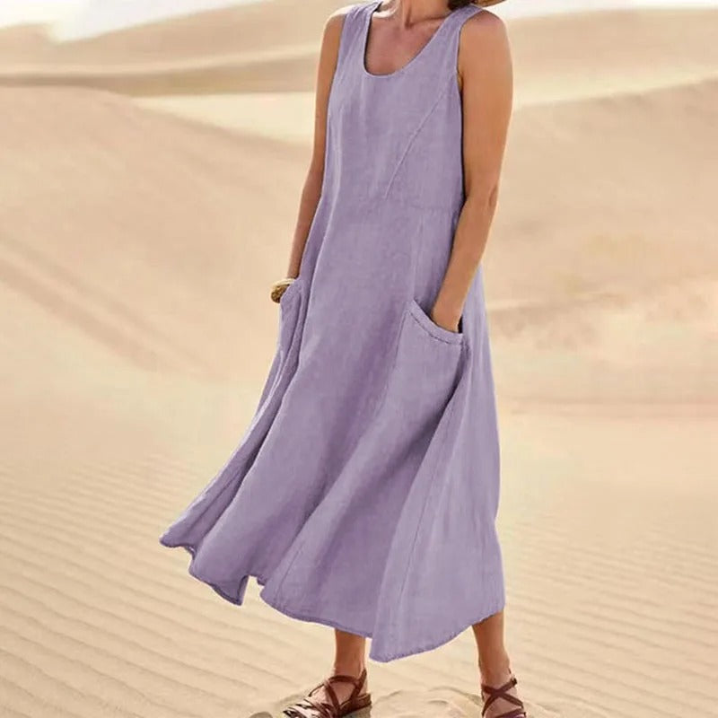 Women's Flowy Mini Beach Dress for Summer in Purple