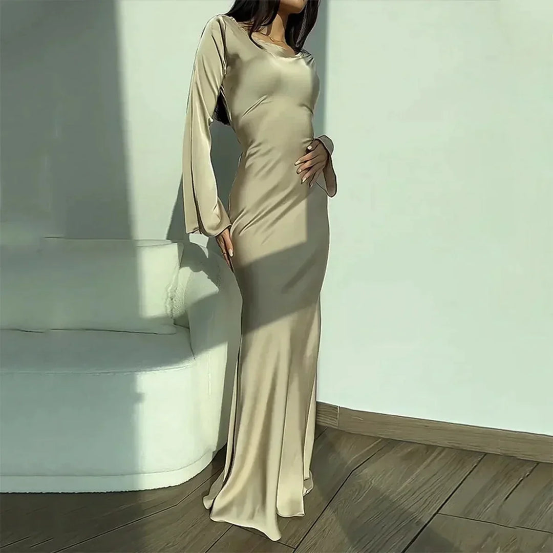 Women's Formal Cocktail Maxi Dress with Bell Sleeves (4)