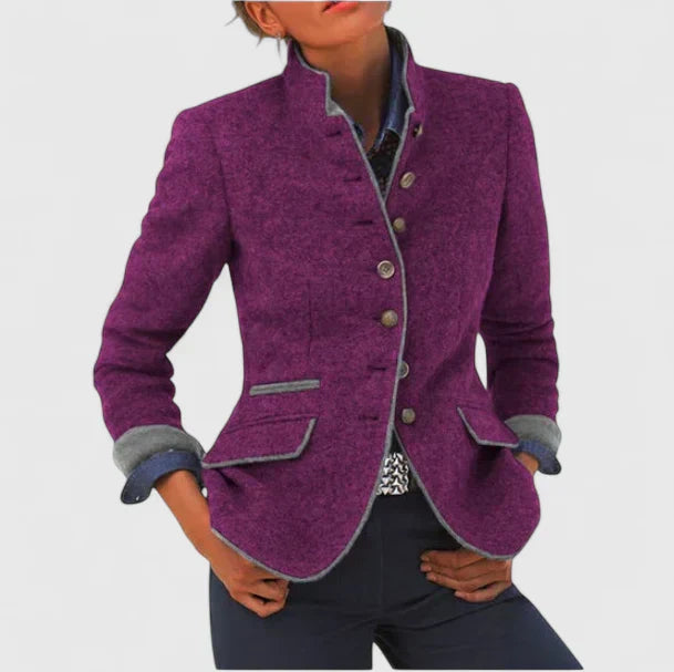 Women's Formal Knit Cardigan for Office in Purple